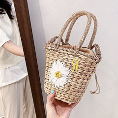 Small Daisy Straw Bag Women Shoulder Bags Handmade