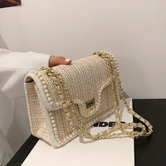 Shoulder Messenger Chain Women's Straw Bag