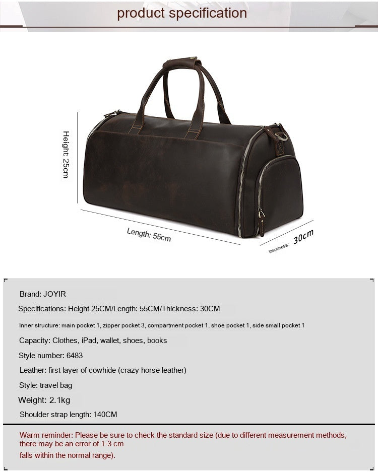 Large Capacity Retro Men Fitness Foldable Luggage Bag