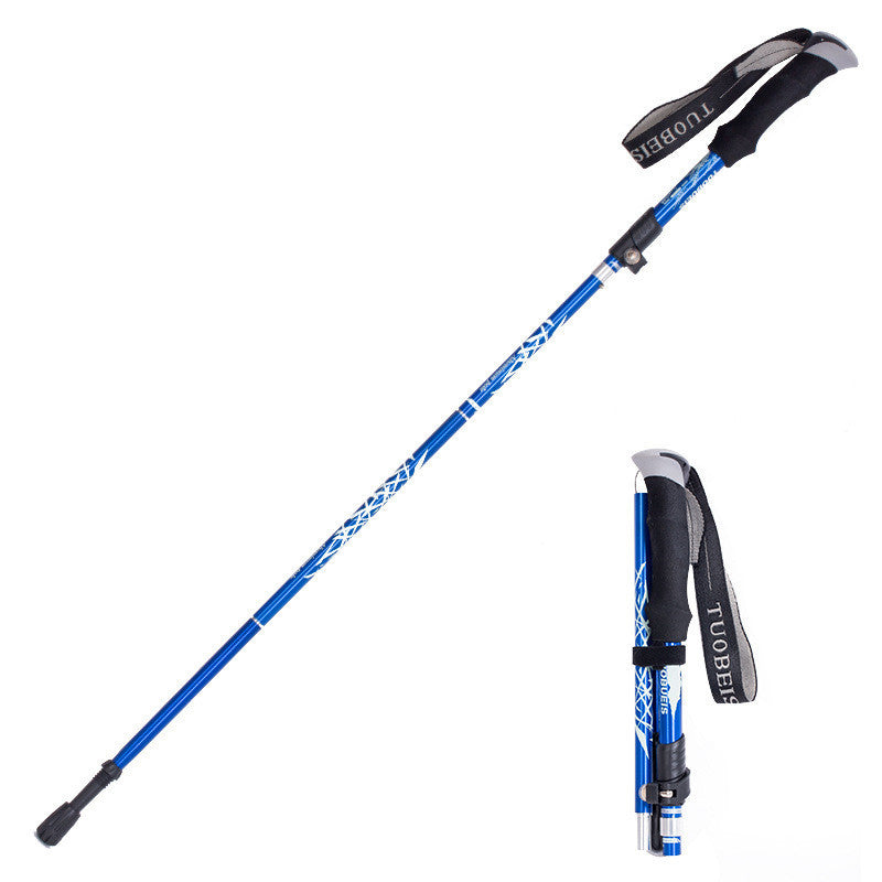 Ultralight Aluminum Alloy 5Sections Walking Poles Adjustable Trekking Poles Telescopic Walking Sticks Anti Shock Hiking Stick