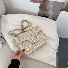 Shoulder Messenger Chain Women's Straw Bag