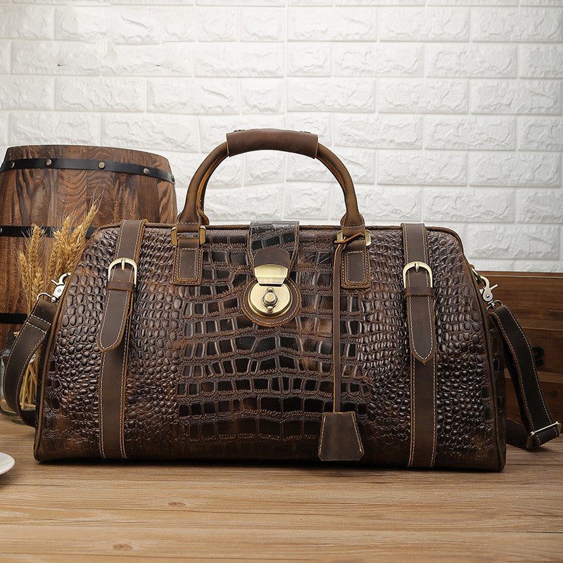 Trendy Cow Men's Leather Pattern Travel Bag