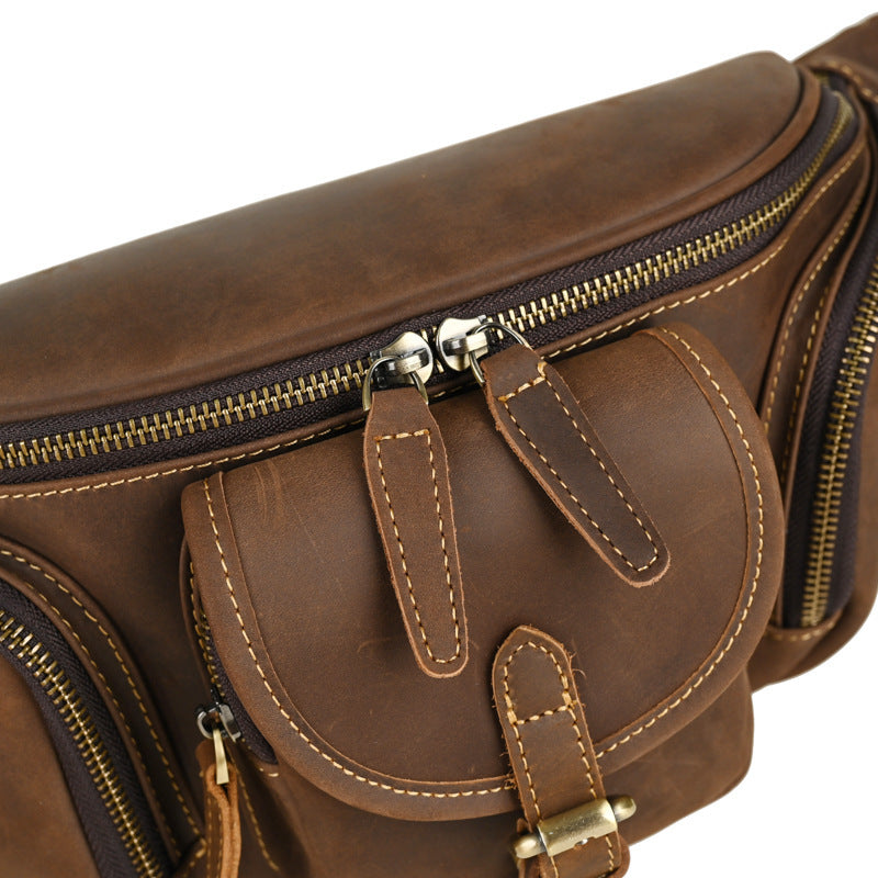 Leather Belt Retro Multi-functional Motorcycle Satchel Leather All-match Casual Chest Bag